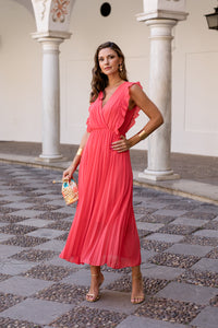 Vestido midi coral