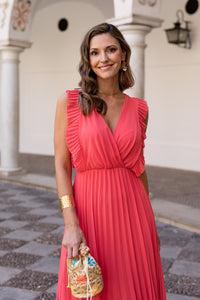 Vestido midi coral