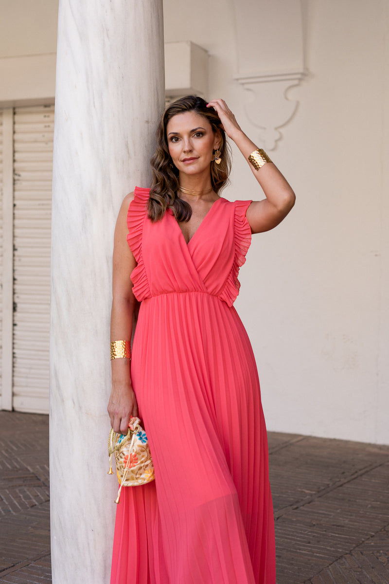 Vestido midi coral