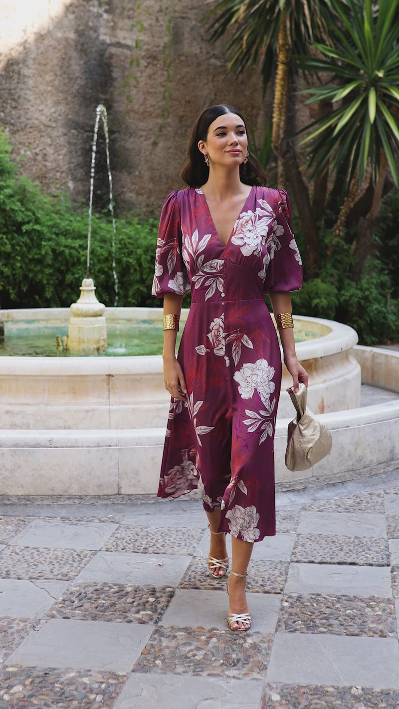 Vestido midi estampado floral