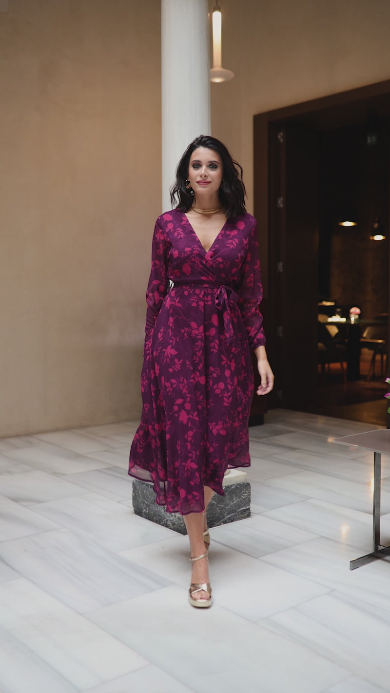 Vestido midi buganvilla estampado -ULTIMAS UNIDADES