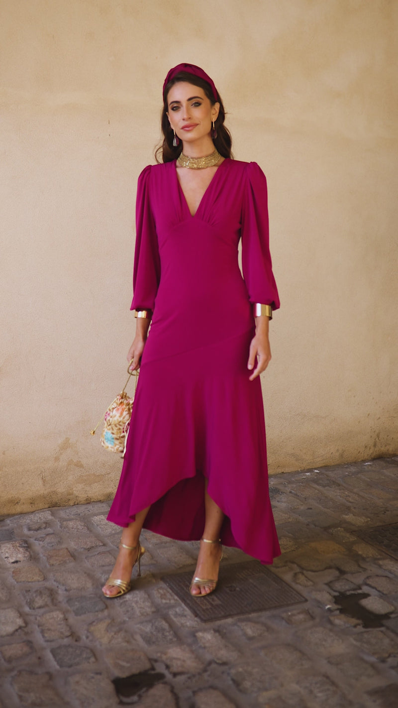 Vestido midi volante asimétrico