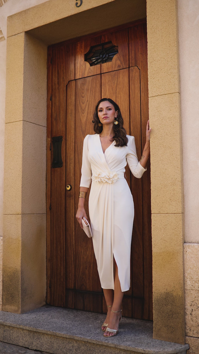 Vestido midi Petunia beige