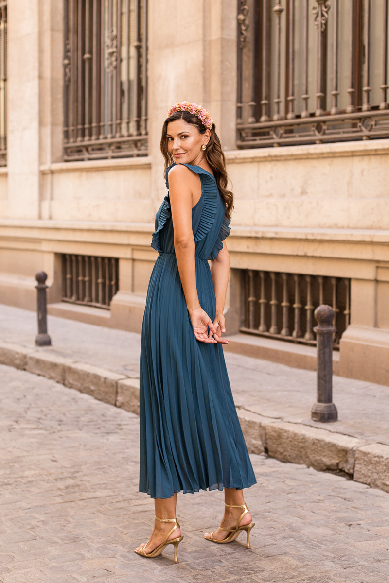 Vestido midi azul océano